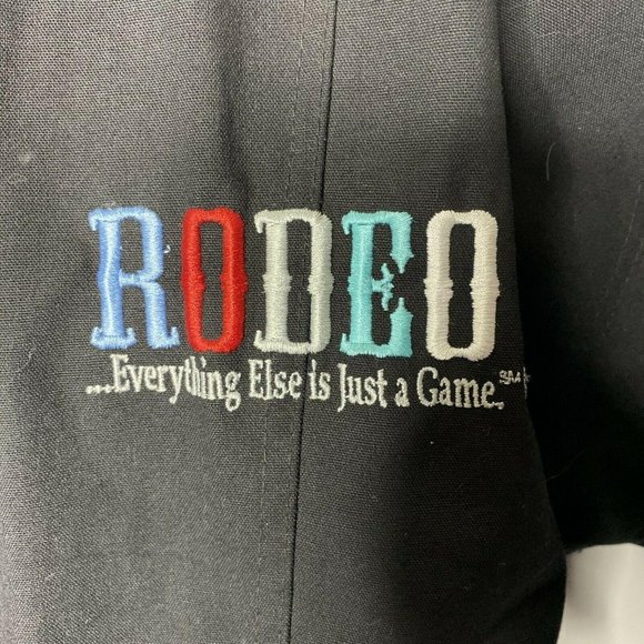 NEW Vintage Rodeo Denim Jacket Mens L Black Everything Else is Just A Game - Picture 6 of 6